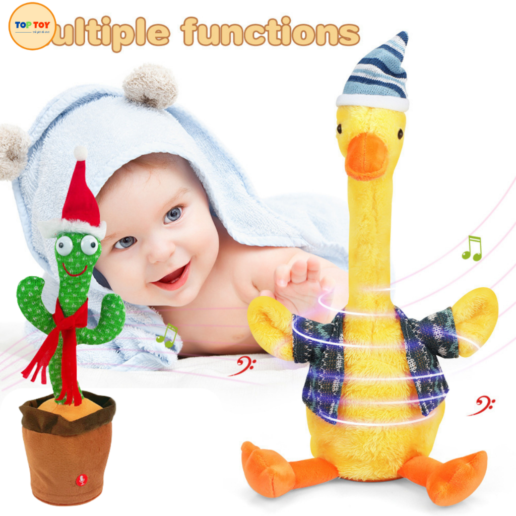 Đồ Chơi Vịt Nhồi Bông - Xương Rồng Biết Nhảy Múa, Nhại giọng Nói, Hát Tiếng Việt Vui Nhộn Cho Bé TOPTOY