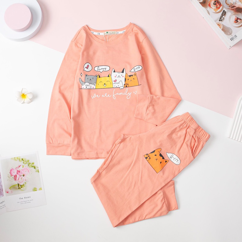 Bộ dài tay in hình size đại cho bé gái 10-16y . Chất cotton chính phẩm mềm mịn, thấm hút mồ hôi