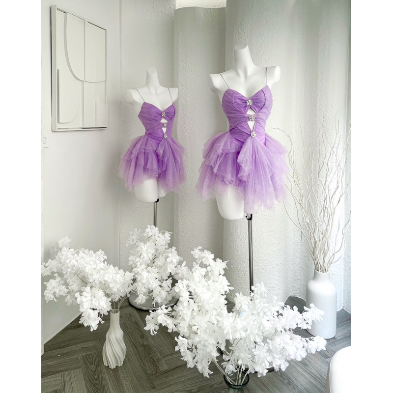 Đầm tiệc nhũ cutout tag đá blingbling