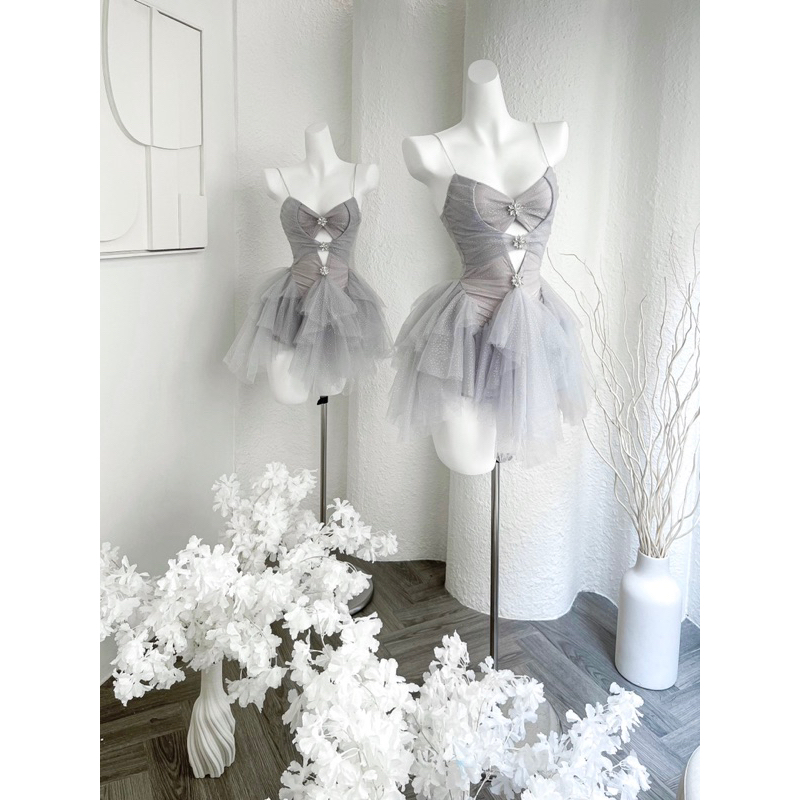 Đầm tiệc nhũ cutout tag đá blingbling