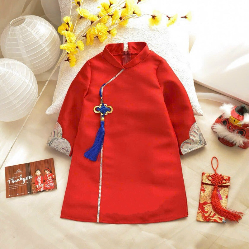 Áo Dài Du Long Đỏ Cho Bé Từ 8-28Kg