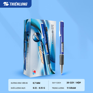 Combo Bút bi Thiên Long TL-036 ngòi 0.7mm - Bút bi TL-036 giắt kim loại mạ crom đệm cầm tay cao su êm