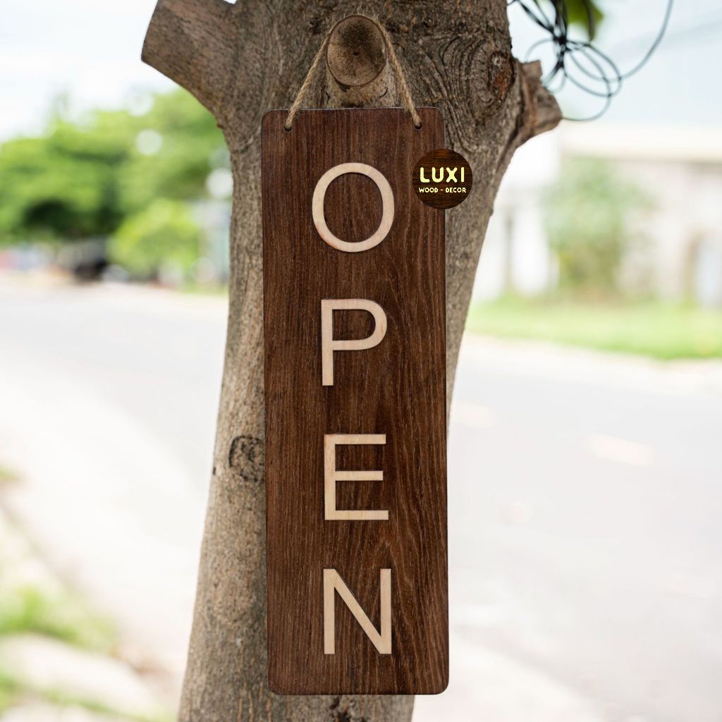 HCM | Bảng gỗ treo cửa OPEN/CLOSE 2 mặt LUXI DECOR HCM