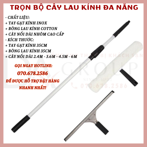 CÂY LAU KÍNH ĐA NĂNG TRỌN BỘ GỒM CÂY NỐI DÀI,TAY GẠT KÍNH, BÔNG LAU