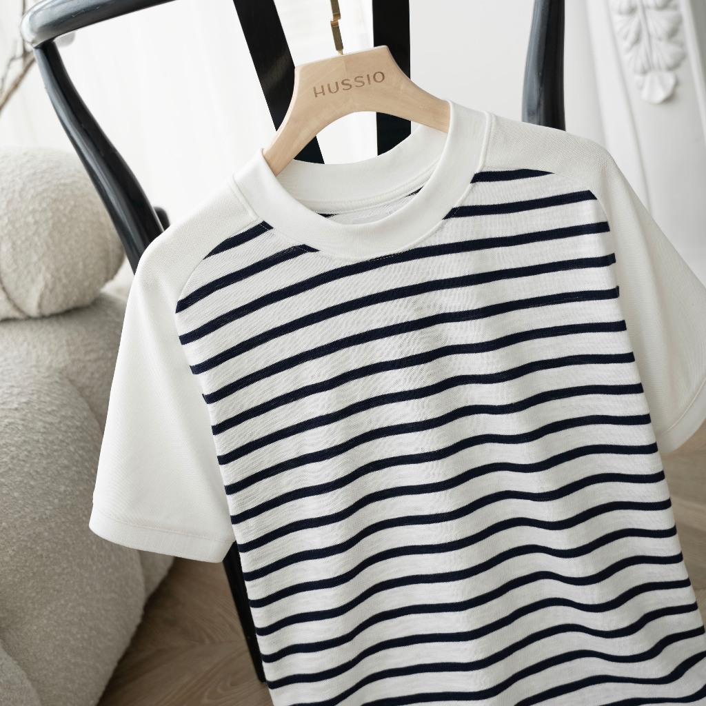 Áo thun nam Raglan WIND vải Cotton Single sọc trẻ trung, năng động, chuẩn form - HUSSIO