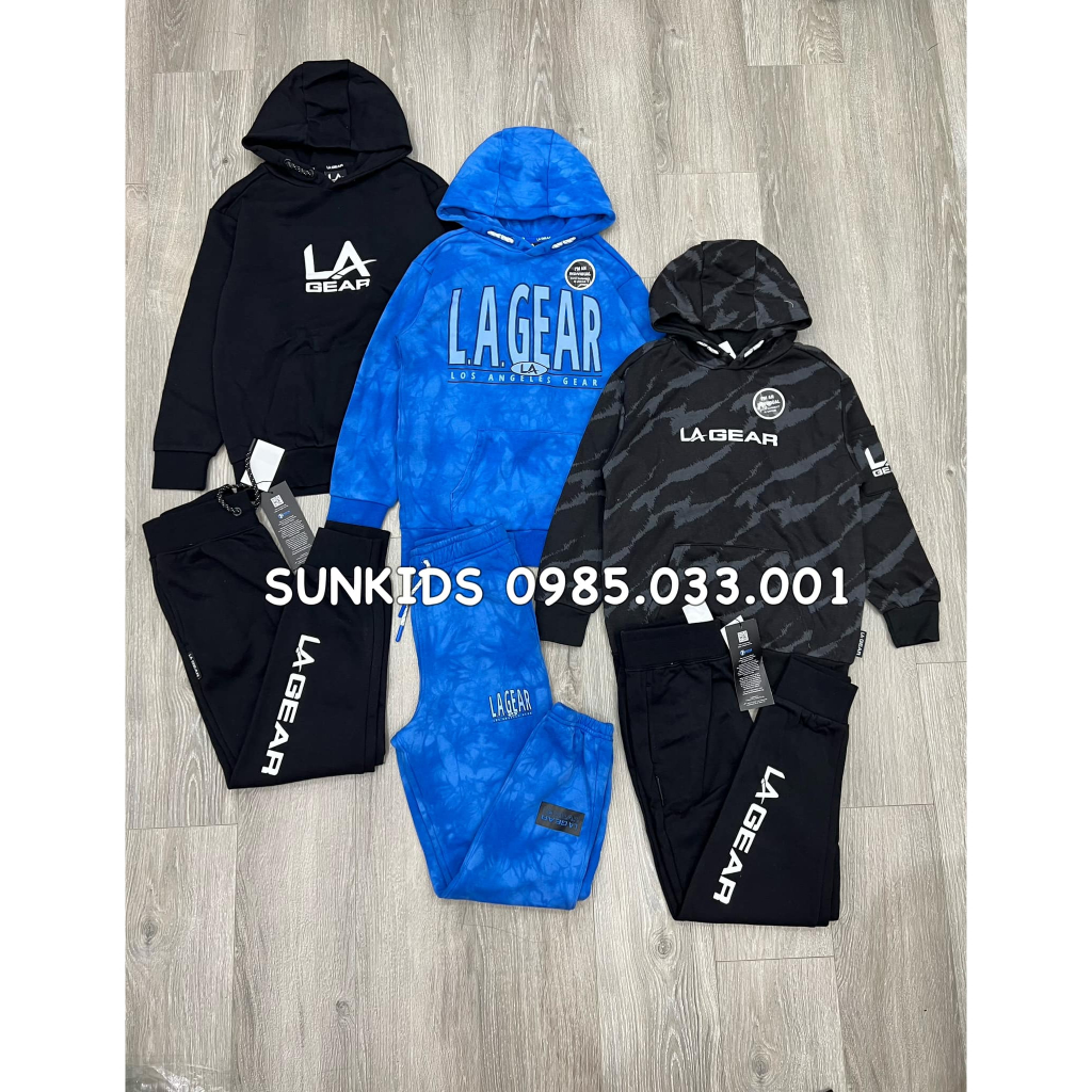 Bộ nỉ bông hoodie loang 3 màu cho bé