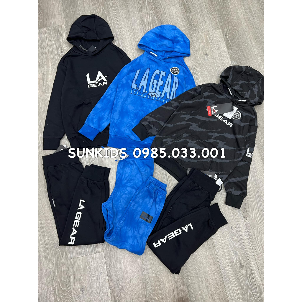 Bộ nỉ bông hoodie loang 3 màu cho bé
