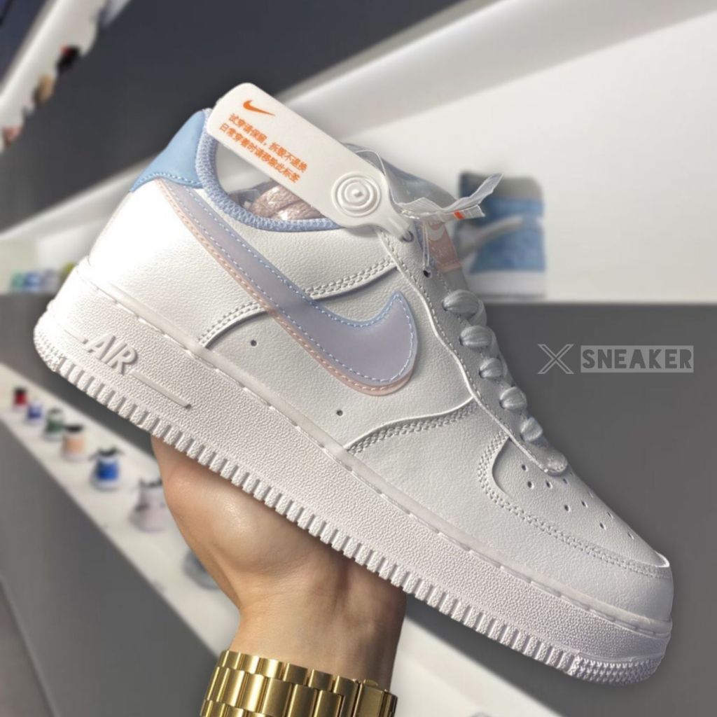 Giày _Nike Air Force 1 LV8 Xanh Hồng S.Cấp, Giày Thể Thao Sneaker Nữ AF1 Trắng Vệt Hồng Xanh Full Box Phụ Kiện