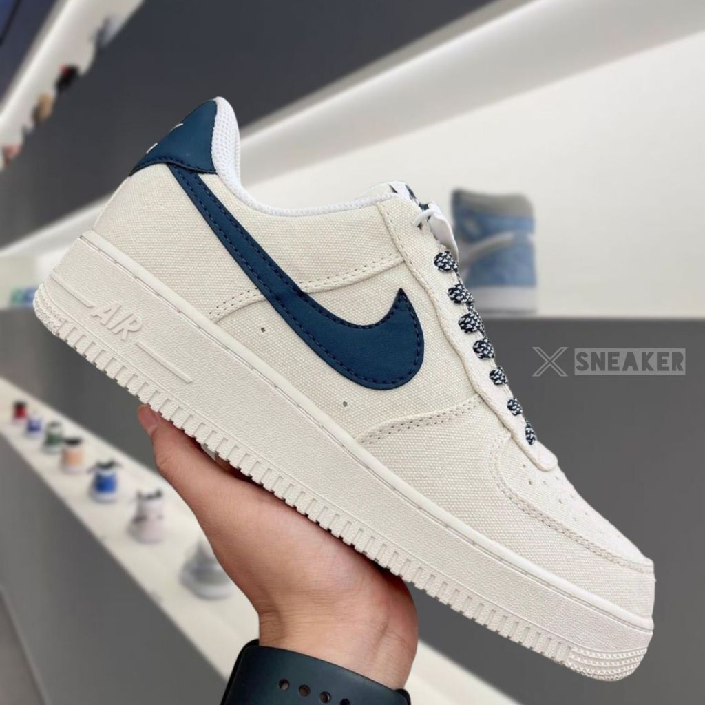 Giày_Nike Air Force 1 Canvas Navy S.Cấp, Giày Thể Thao AF1 Canvas Navy nam nữ Full Box Phụ Kiện