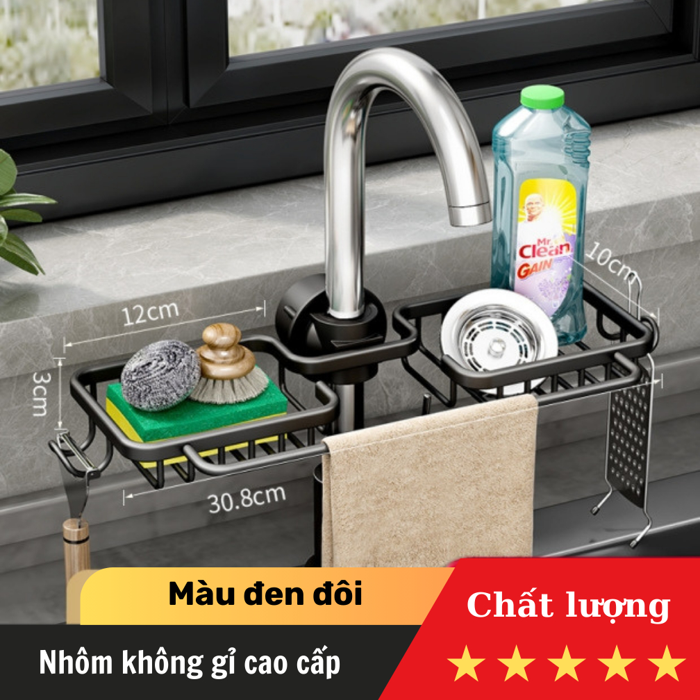 Khay gắn vòi nước đựng đồ tiện dụng cao cấp, dễ lắp đặt, thích hợp nhiều kích thước