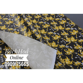 Giấy mẫu đơn - hoa cúc nền đen vintage, dùng gói quà, trang trí phông nền, background 65x90cm