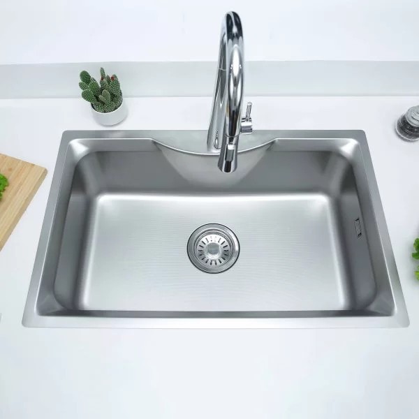 Chậu rửa chén bát 1 hố lớn Kluger KW8191FS-S79 inox SUS 304, linen chống xước cao cấp . Bảo hành chí