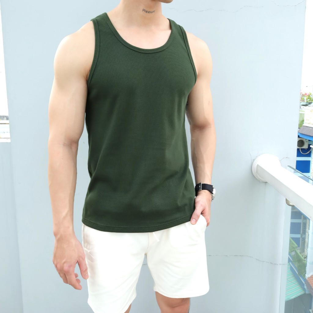 Áo Ba Lỗ Thun Gân Tâm Cổ Vuông Tanktop Nam AmericanStyle Thời Trang Gym Cực Chất