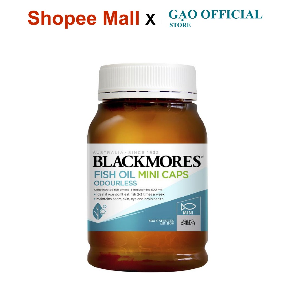 Viên uống Dầu cá không mùi Blackmores Fish oil Mini Caps 400 viên, hỗ trợ mắt và tim mạch