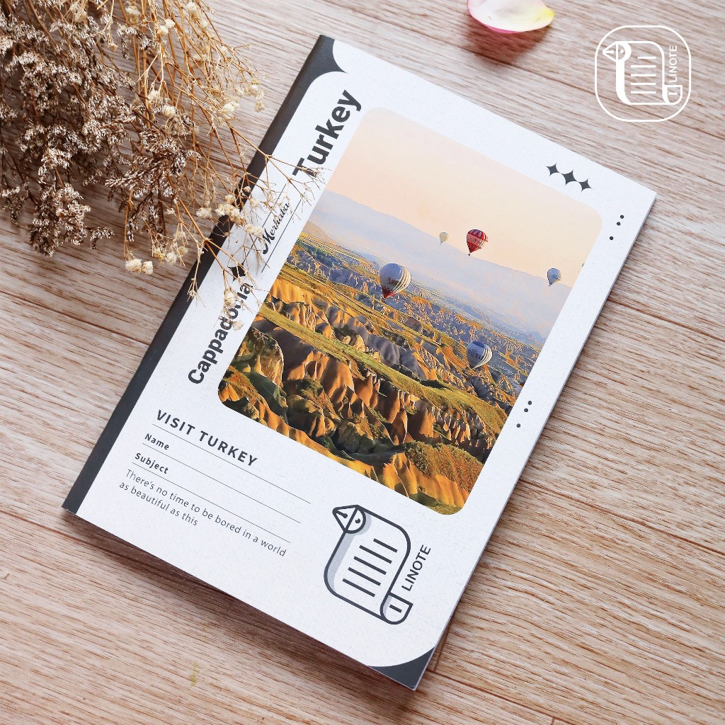 LINOTE vở kẻ ngang phong cảnh Travel 72-80-120 trang, giấy 60gsm, KT 17,5x25cm, vở ghi chép học sinh