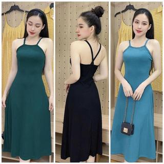 Váy 2 dây chéo lưng dáng ôm sang chảnh [V64]Kho Sỉ Bảo Ngọc