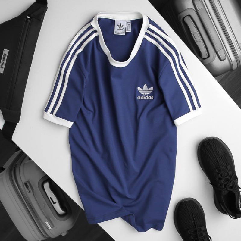Áo thun Adidas màu trắng sọc đen nam nữ