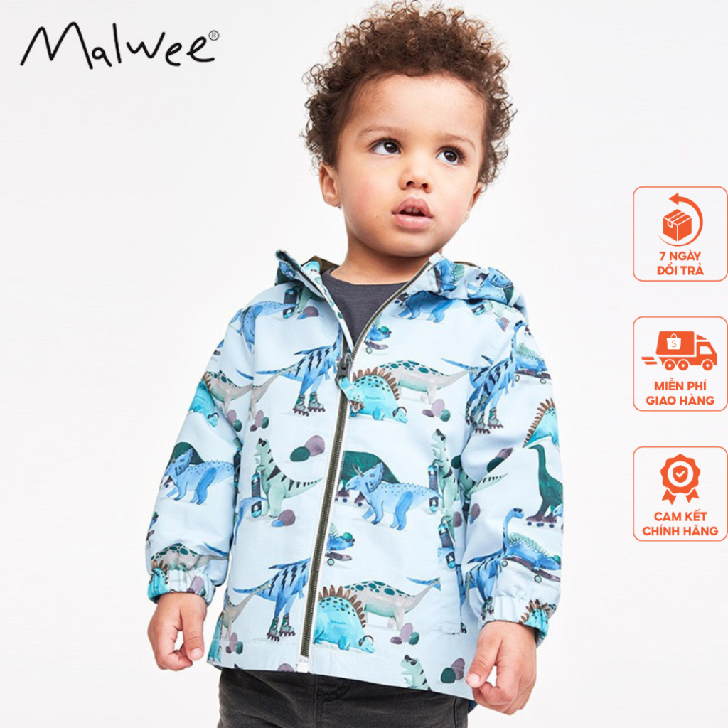 Áo khoác gió xanh khủng long Malwee thời trang trẻ em từ 2-7 tuổi MW7120