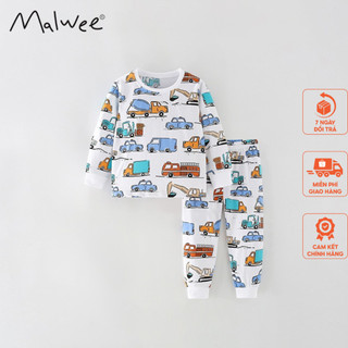 Bộ thun cotton hoạ tiết ô tô Malwee thời trang trẻ em từ 2-7 tuổi MW8765