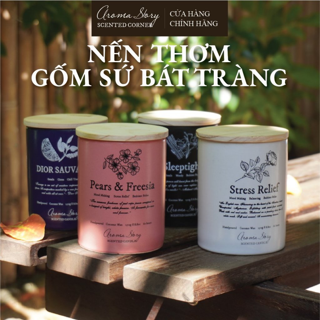 Nến Thơm Trang Trí, Cao Cấp, Tự Nhiên Aroma Story Nhiều Hương Size 200g
