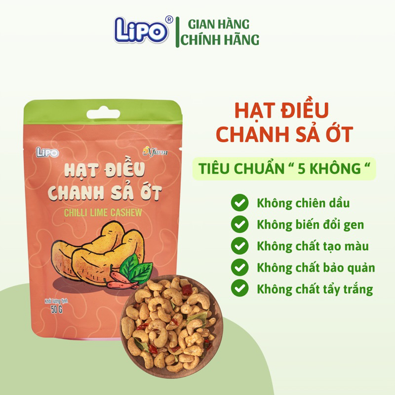 Hạt điều Lipo vị Chanh sả ớt ăn liền