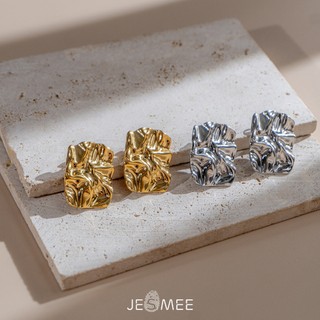 Bông tai nữ bản to hình chữ nhật Messy Jesmee thiết kế độc lạ cá tính  - E6580