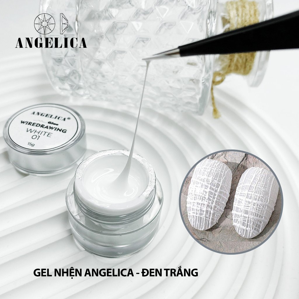 Gel nhện nail siêu dai lẻ hũ trắng đen chính hãng trang trí móng ANGELICA