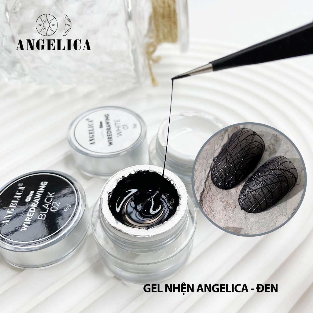 Gel nhện nail siêu dai lẻ hũ trắng đen chính hãng trang trí móng ANGELICA