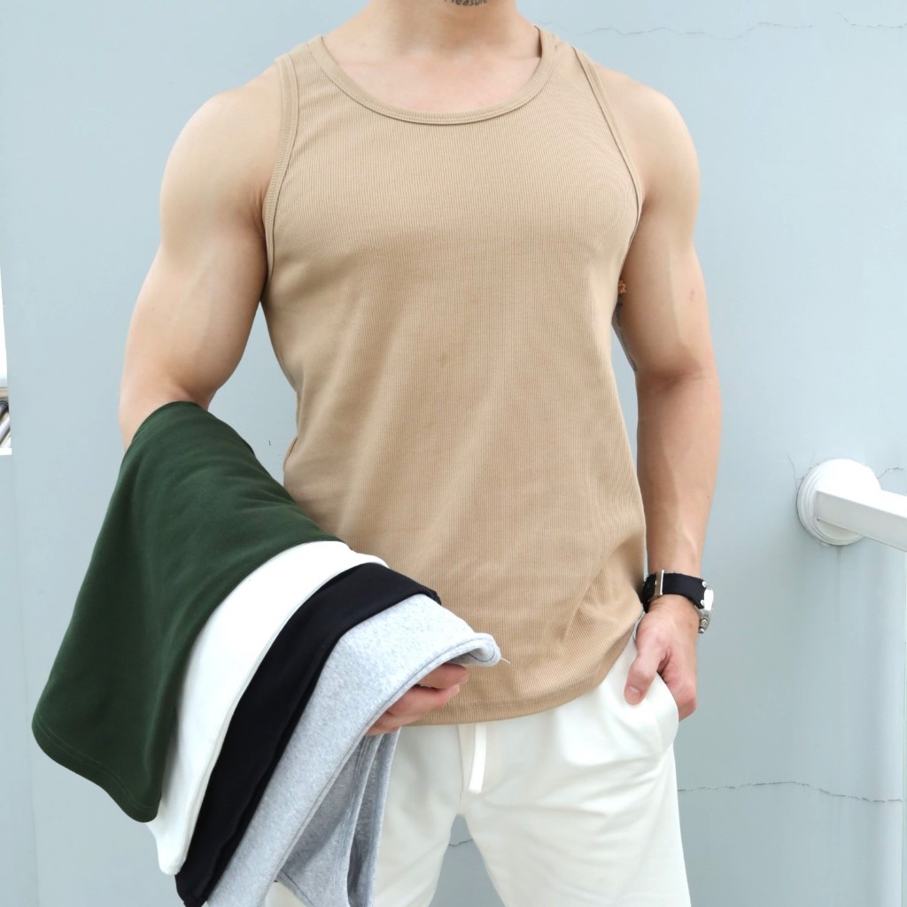 Áo Ba Lỗ Thun Gân Tâm Cổ Vuông Tanktop Nam AmericanStyle Thời Trang Gym Cực Chất
