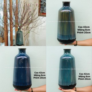 Bình Hoa Lọ Hoa Cắm Đào Đẹp Dáng Lá Dừa Cao 42cm Men Hỏa Biến Gốm Sứ Bát Tràng - Gốm Bích