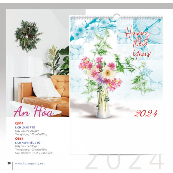 Lịch Lò Xo 7 Tờ Năm 2024