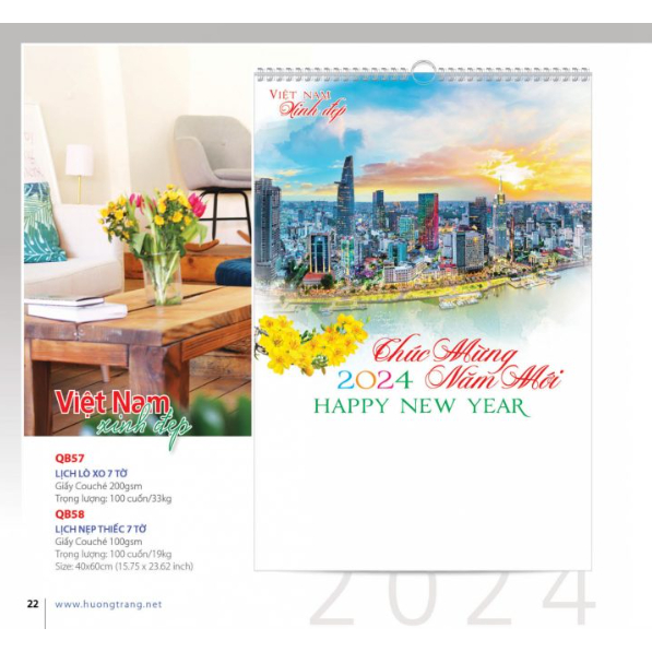 Lịch Lò Xo 7 Tờ Năm 2024