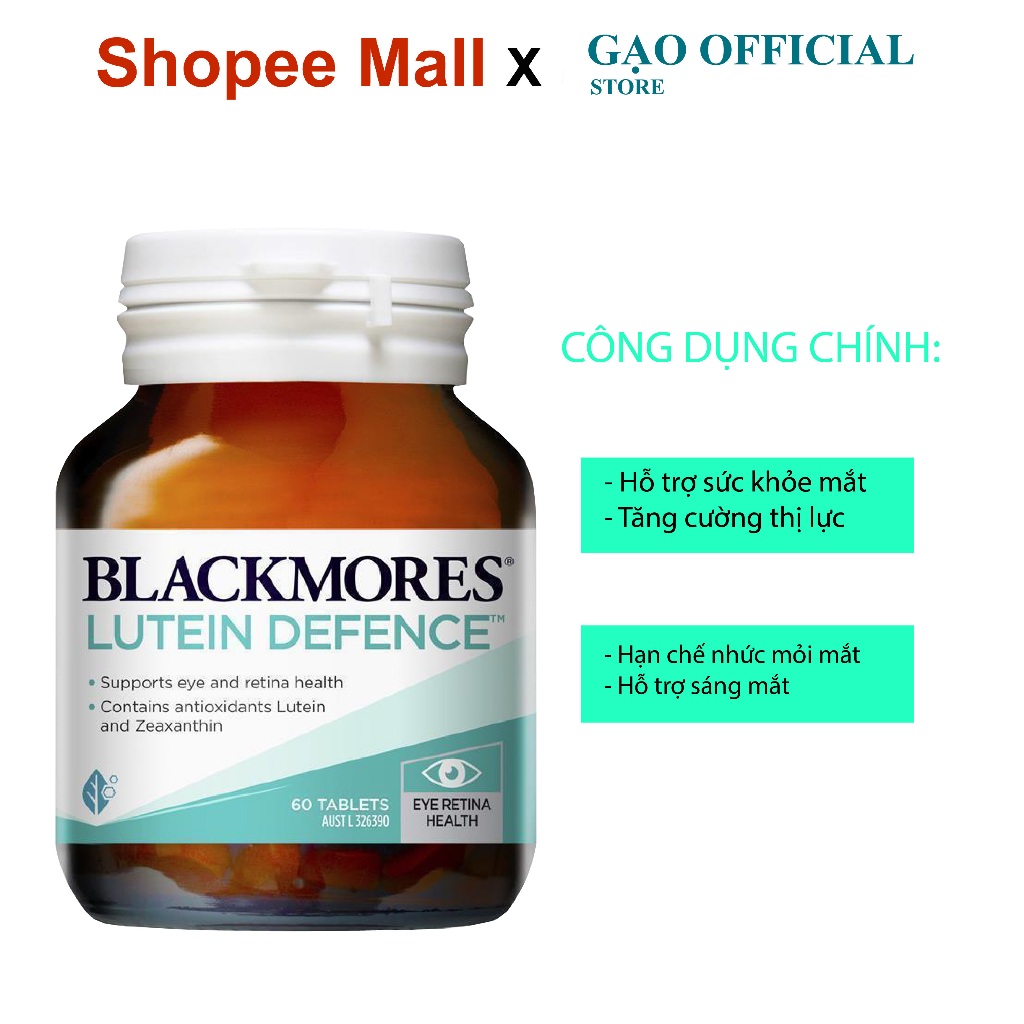 Viên uống bổ mắt BLACKMORES LUTEIN DEFENCE 60 viên của Úc, hỗ trợ sức khỏe mắt