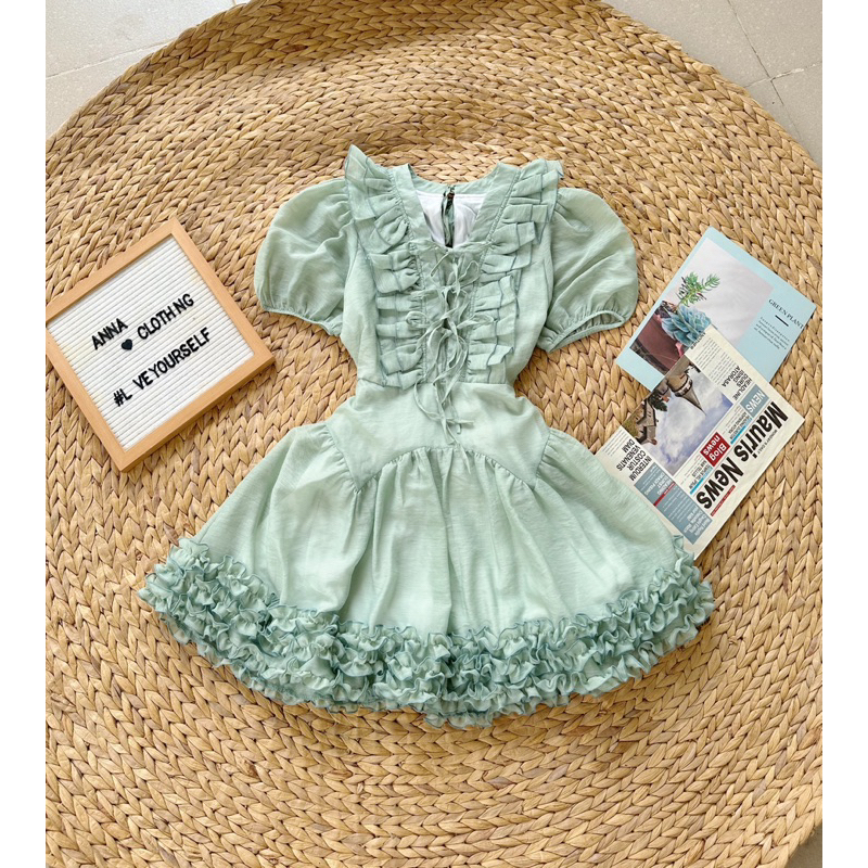 Đầm voan viền bèo 3 màu ANNA - Katina