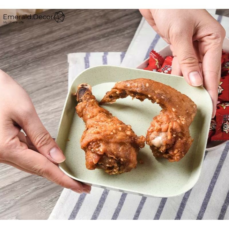 Đĩa nhựa lúa mạch vuông, đĩa đựng bánh kẹo, đĩa vuông nhỏ nhiều màu