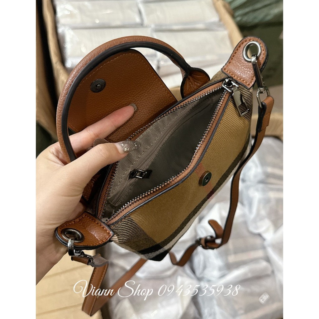 Túi B.br quai xách cúc tròn da đẹp sz 19