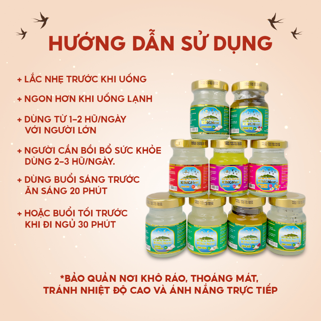 Yến Sào Chưng Sẵn KingNest Khánh Hòa Hộp 70ml Đủ Vị, 39% Yến Tươi - Miwako Việt Nam