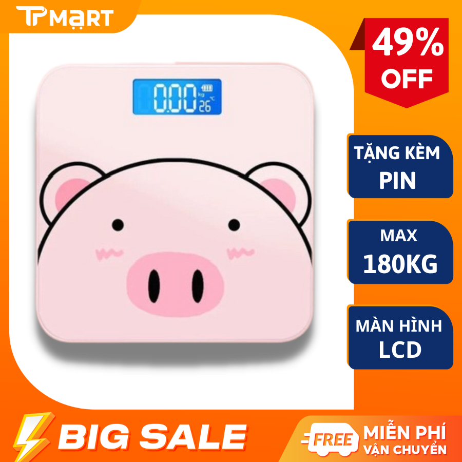 Cân điện tử sức khỏe gia đình tặng kèm pin tối đa 180kg kính cường lực siêu chắc, Cân điện tử cân người siêu chính xác