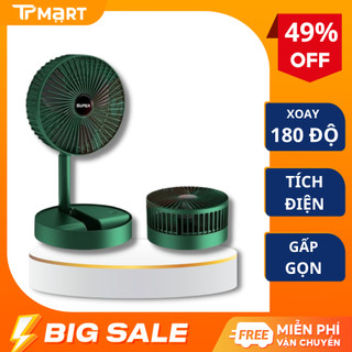 Quạt mini sạc điện 3 tốc độ gấp gọn, Quạt tích điện để bàn gấp gọn tiện lợi