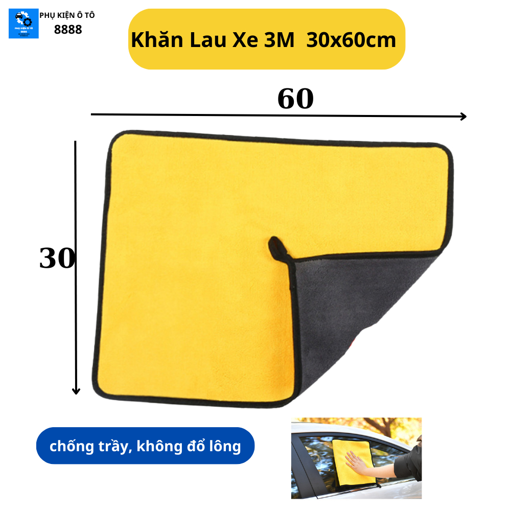Khăn lau xe 3M siêu mịn, 30x30cm, không đổ lông, chống trầy xước, thấm hút tốt - Khăn lau xe ô tô chuyên dụng