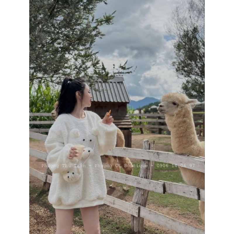 Áo lông gấu kèm túi gấu hàng QCL1