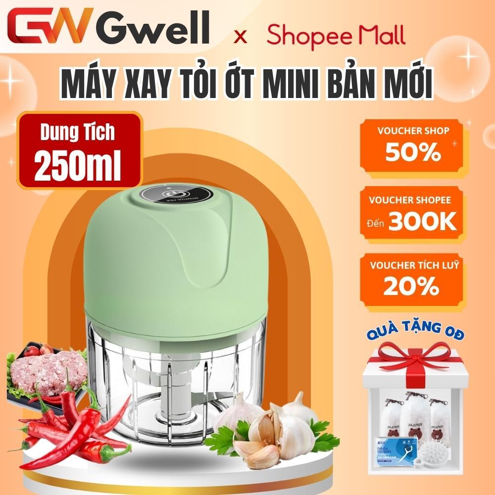 Máy Xay Mini Tỏi Ớt GWELL Cầm Tay 250ml Sử Dụng Cổng Sạc USB Siêu Tiện Lợi Mẫu Mới