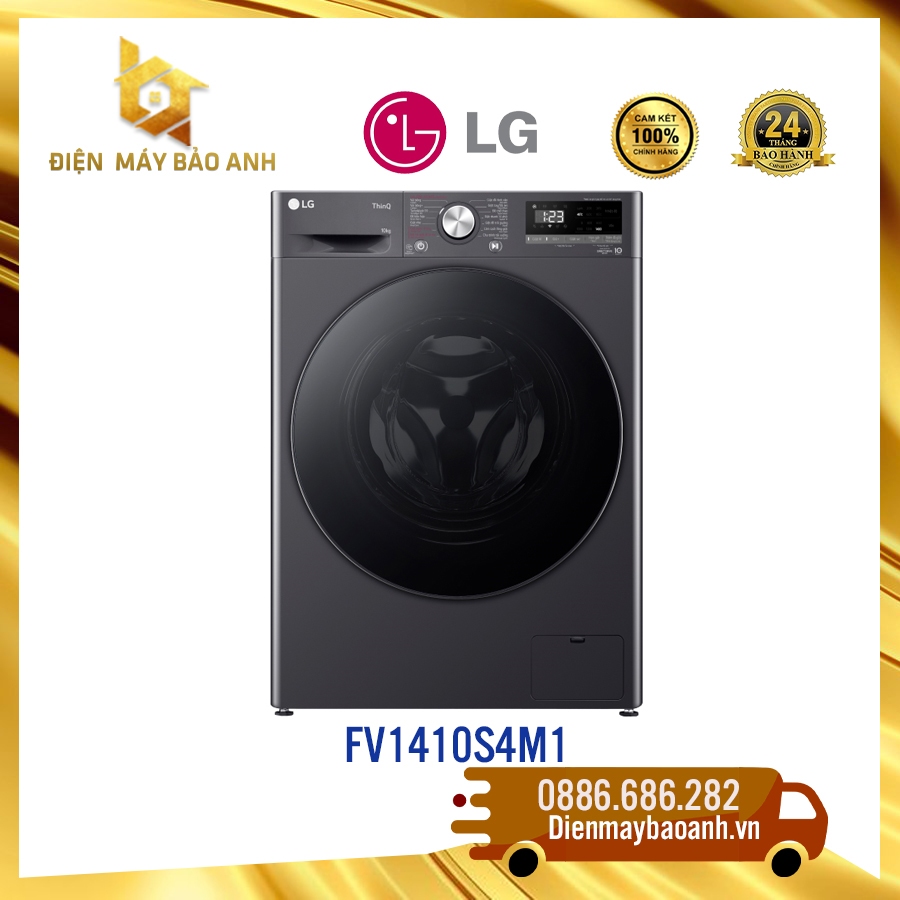 Máy giặt LG 10 kg FV1410S4M1 cửa trước, màu đen – Model 2023, BH chính hãng 24 tháng