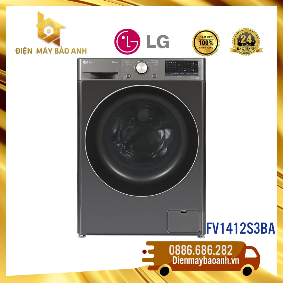 Máy giặt LG FV1412S3BA 12kg cửa trước, màu đen- Bảo hành chính hãng 24 tháng