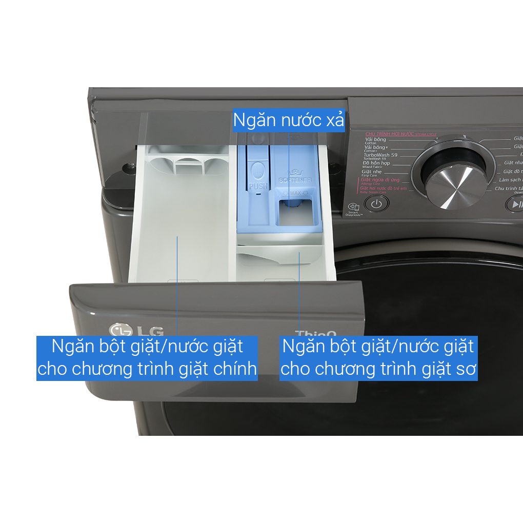 Máy giặt LG FV1412S3BA 12kg cửa trước, màu đen- Bảo hành chính hãng 24 tháng