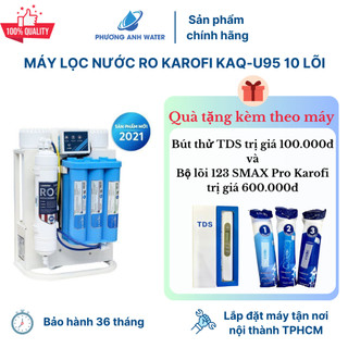 Máy lọc nước RO Karofi KAQ-U95 để gầm, thế hệ 2021, công nghệ AIOTEC, 10 lõi lọc, lõi RO Mỹ Purifim