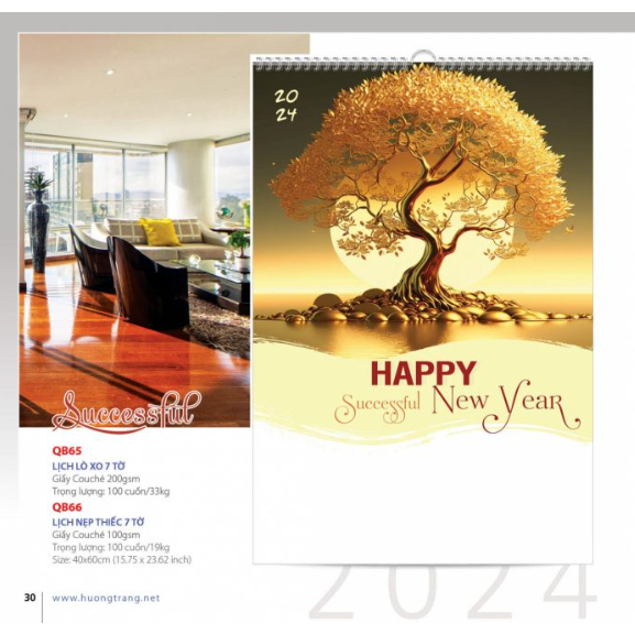 Lịch Lò Xo 7 Tờ Năm 2024