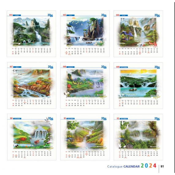 Lịch Lò Xo 7 Tờ Năm 2024