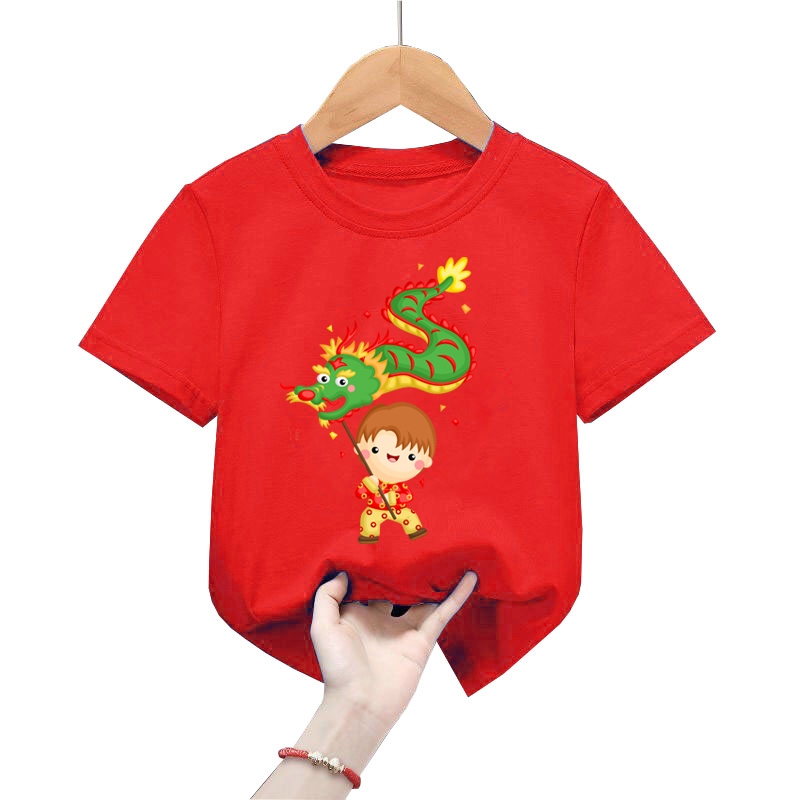 Áo thun bé trai bé gái tết hình cậu bé rồng xanh cho bé từ 6kg-30kg.AT07.