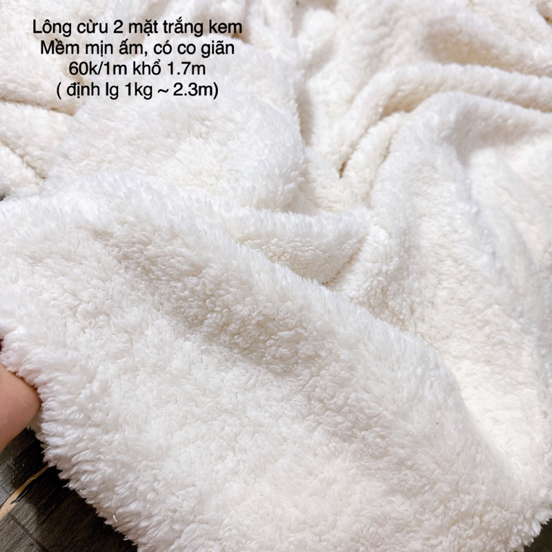 Vải lông cừu - lông cừu 2 mặt hàn quốc siêu mềm mướt dùng may áo khoác, lót áo khoác, may chăn trẻ em, thảm chụp
